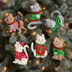 Bucilla Cats in Ugly Sweaters Felt Ornament Kit – Set of 6 Christmas Cat Ornaments (ONLINE ORDER ONLY)
