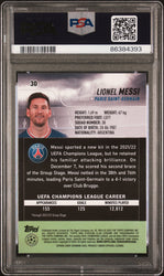 Graded 2021-22 Topps Stadium Club Chrome UCL Lionel Messi #30 Champions League Soccer Card PSA 10 Gem Mint