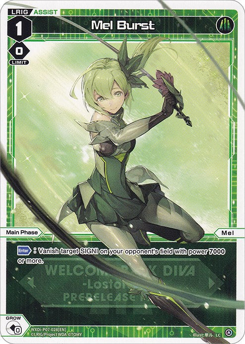 Mel Burst (Prerelease Party) (WXDi-P07-028[EN]) [Promo Cards]
