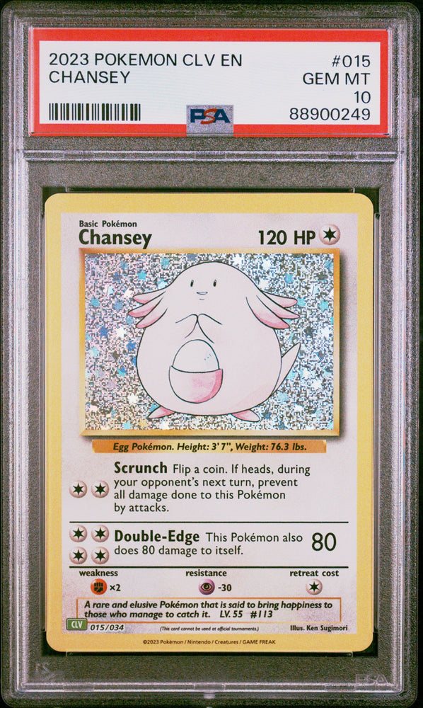 Graded 2023 PKM CLV EN Chansey #015 Classic Venusaur & Lugia Ex Deck Trading Card Game PSA 10 Gem Mint