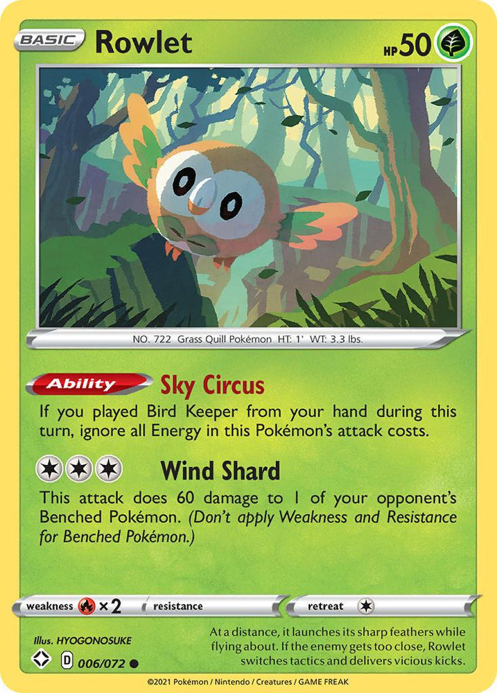 Rowlet (006/072) [Sword & Shield: Shining Fates] (Online Only)