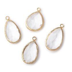 20x13mm Textured Vermeil Bezeled Crystal Quartz Pear Pendant 1 piece (ONLINE ORDER ONLY)
