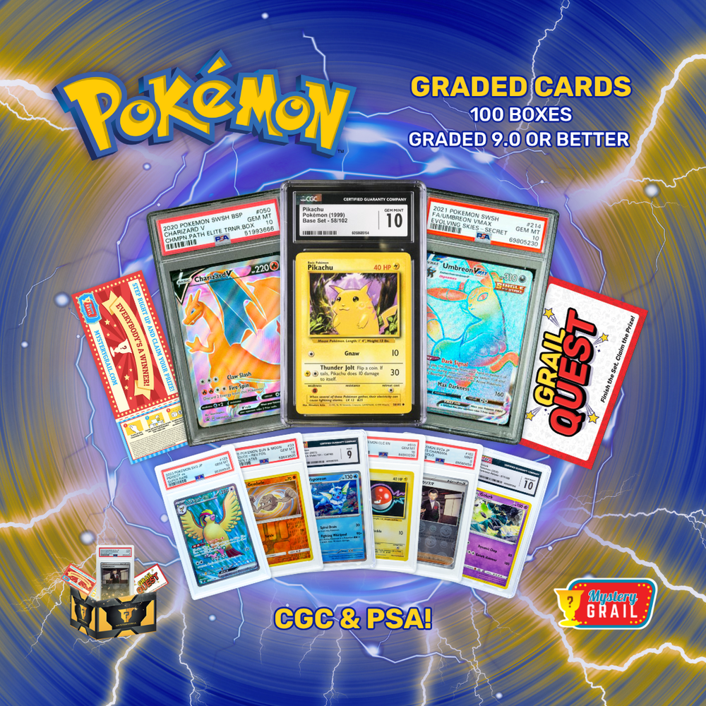 Pokemon Graded Cards (9.0 or Higher) - Mystery Grail (ONLINE ORDER ONLY)