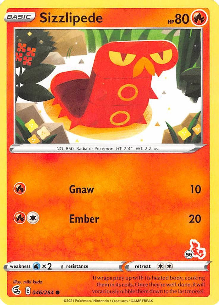 Sizzlipede (046/264) (Cinderace Stamp #56) [Battle Academy 2022] (Online Only)