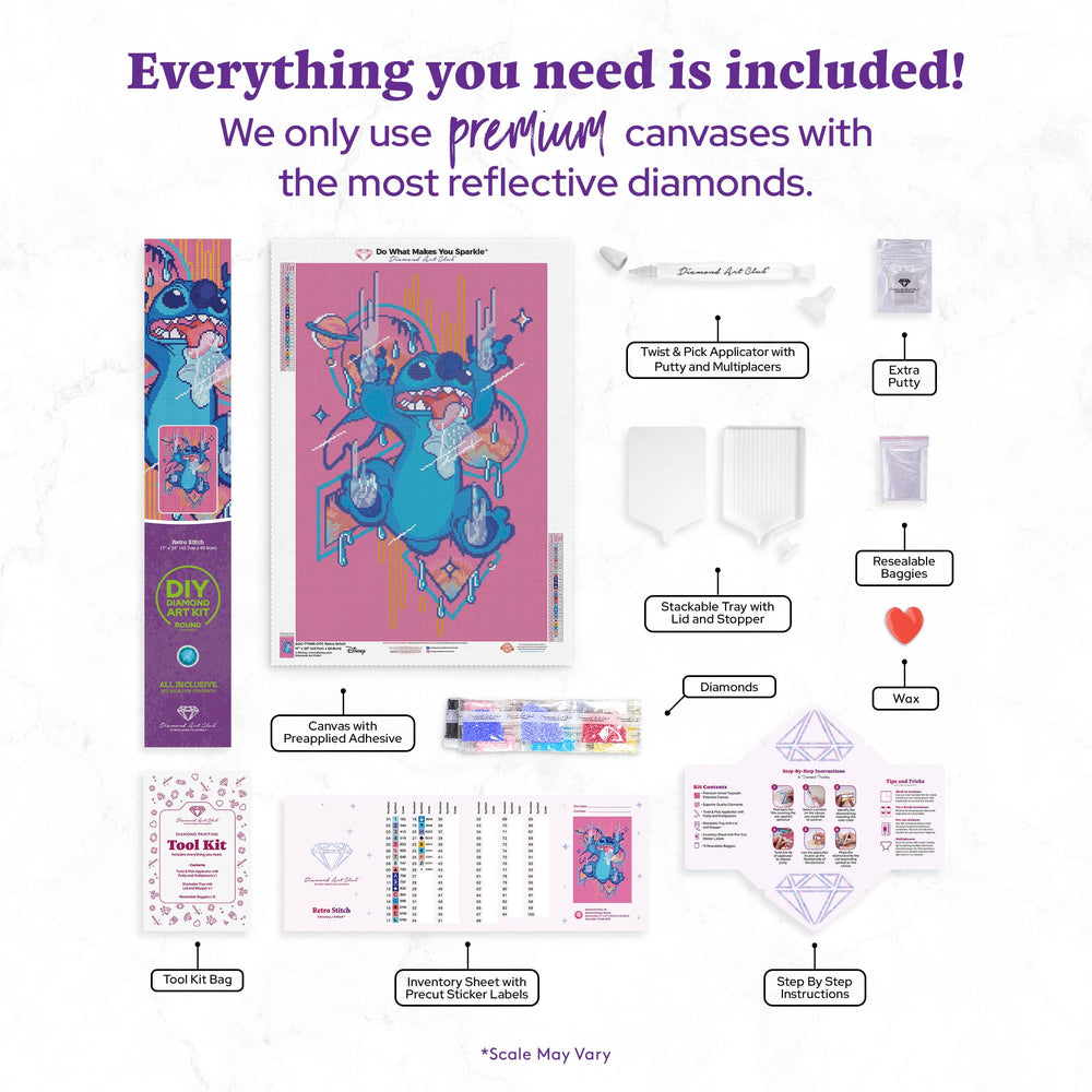 Diamond Art Club – Retro Stitch Licensed Disney Diamond Painting (Round Drill, 17" x 25") (ONLINE ORDER ONLY)