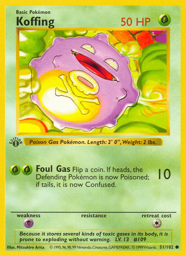 Koffing (51/102) (Shadowless) [Base Set 1st Edition] (Online Only)