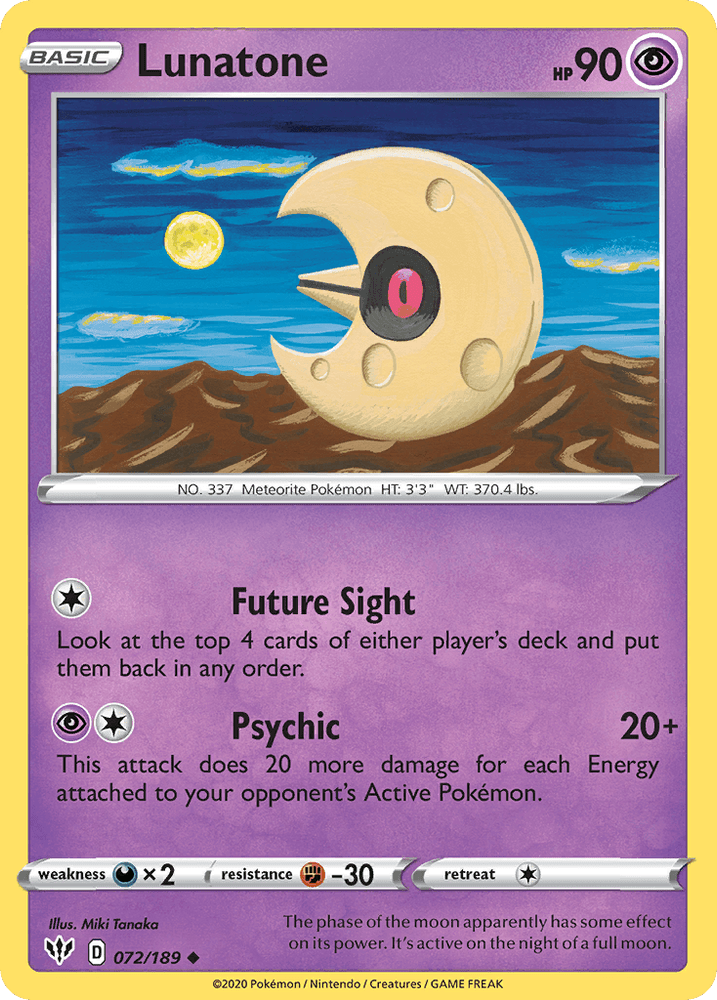 Lunatone (072/189) [Sword & Shield: Darkness Ablaze] (Online Only)