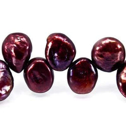 8mm - 10mm Merlot Top Drill Keshi Pearl, 15 inch (ONLINE ORDER ONLY)