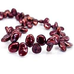 8mm - 10mm Merlot Top Drill Keshi Pearl, 15 inch (ONLINE ORDER ONLY)