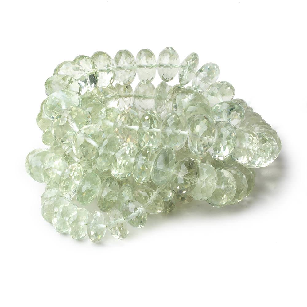 8mm - 11.5mm Prasiolite faceted rondelle beads 16 inch 74 pieces AAA (ONLINE ORDER ONLY)