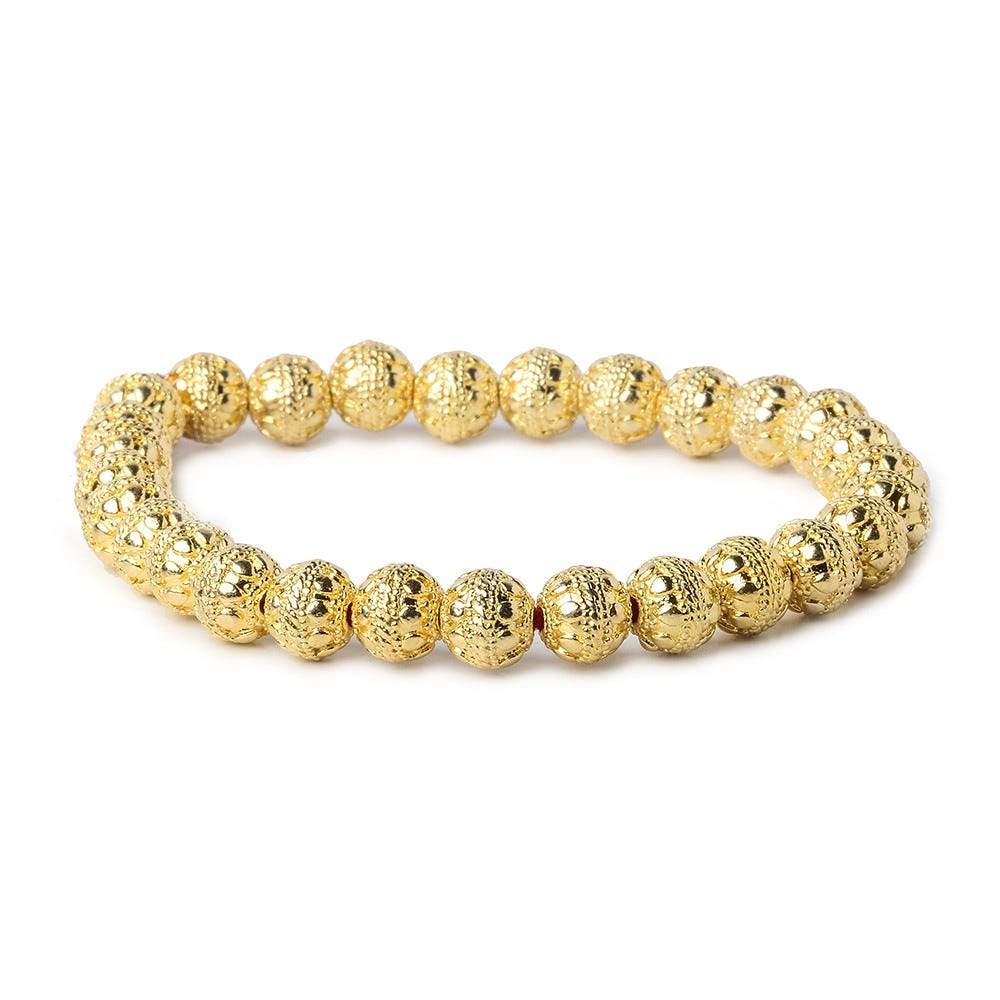 8mm 22kt Gold plated Copper Bead Round Dot Design 8 inch 28 pieces (ONLINE ORDER ONLY)