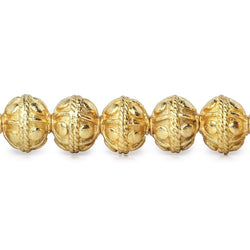 8mm 22kt Gold Plated Copper Bead Roval Pear Design 8 inch 28 pieces (ONLINE ORDER ONLY)