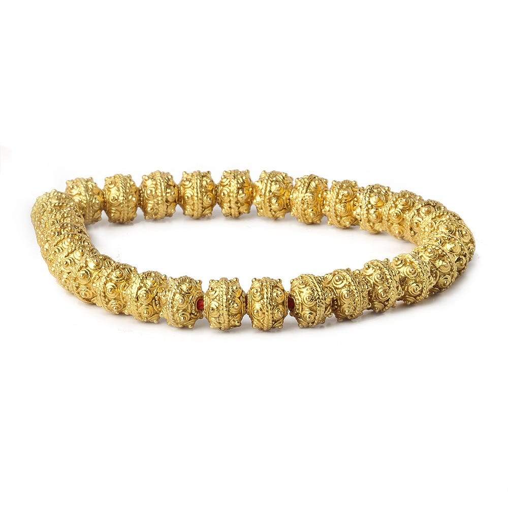 8mm 22kt Gold plated Copper Bead Roval Sphere Design 8 inch 28 pieces (ONLINE ORDER ONLY)