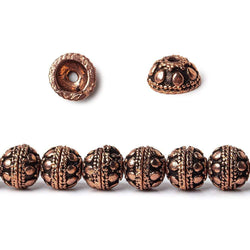 8mm Antiqued Copper Bead Cap Round Circle 8 inch 54 pcs (ONLINE ORDER ONLY)