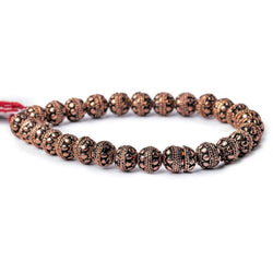 8mm Antiqued Copper Bead Cap Round Circle 8 inch 54 pcs (ONLINE ORDER ONLY)