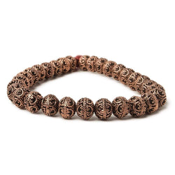 8mm Antiqued Copper Bead Round Persian Design 8 inch 28 pcs (ONLINE ORDER ONLY)