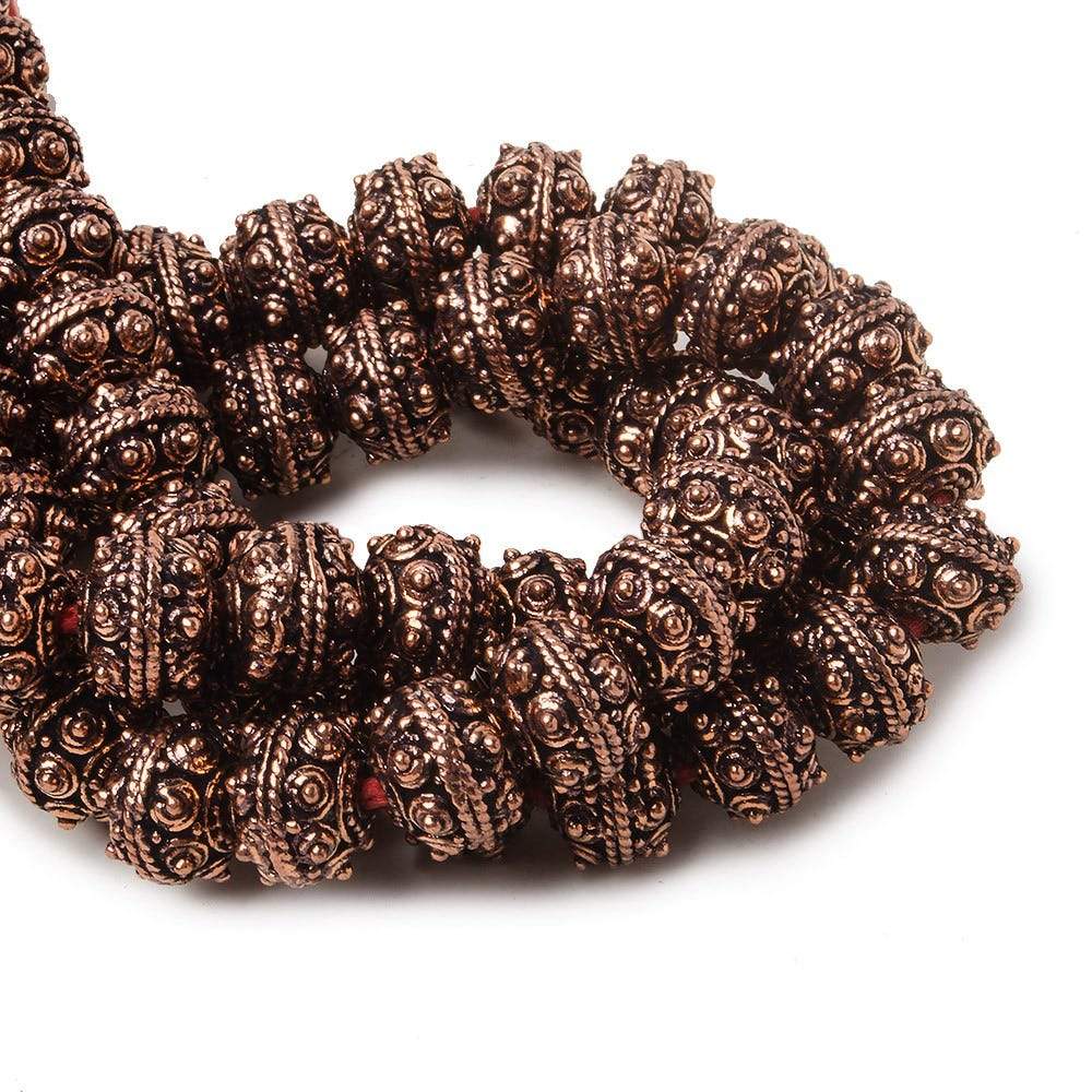 8mm Antiqued Copper Bead Roval Sphere Design 8 inch 28 pcs (ONLINE ORDER ONLY)