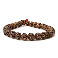 8mm Antiqued Copper Beads Roval  Miligrain Circles 8 inch 28 pcs (ONLINE ORDER ONLY)