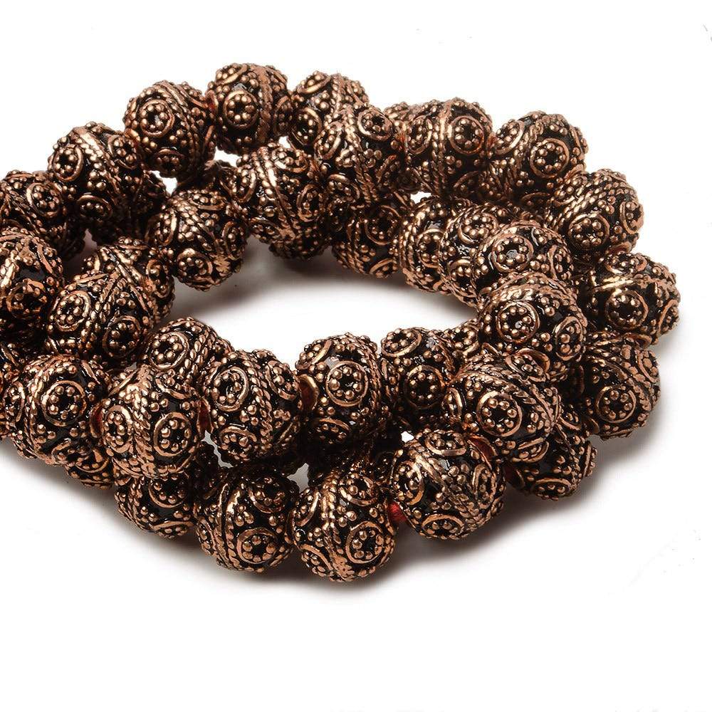 8mm Antiqued Copper Beads Roval  Miligrain Circles 8 inch 28 pcs (ONLINE ORDER ONLY)