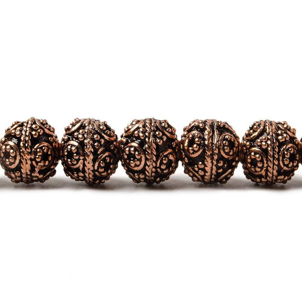 8mm Antiqued Copper Beads Roval  Miligrain Circles 8 inch 28 pcs (ONLINE ORDER ONLY)
