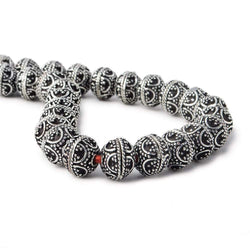 8mm Antiqued Silver Plated Copper Bead Cap Persian Design 8 inch 58 pieces