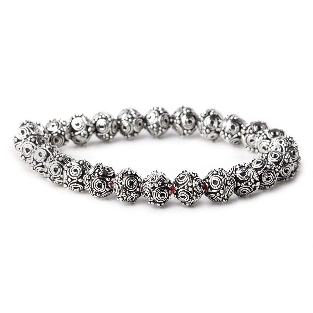 8mm Antiqued Sterling Silver plated Copper Bead Cap 8 inch 54 beads (ONLINE ORDER ONLY)