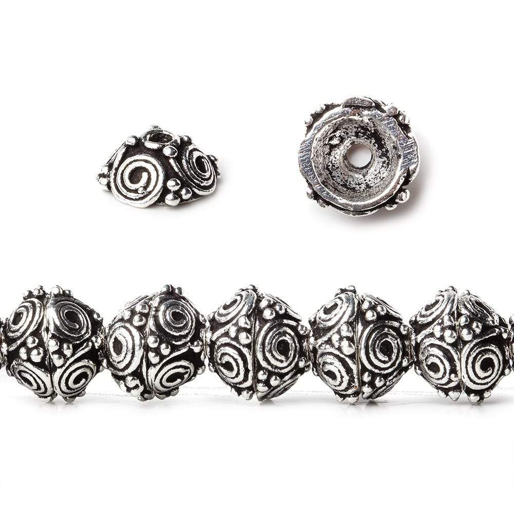 8mm Antiqued Sterling Silver plated Copper Bead Cap 8 inch 54 beads (ONLINE ORDER ONLY)