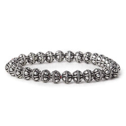 8mm Antiqued Sterling Silver Plated Copper Bead Roval, Pear Design 8 inch 28 pcs (ONLINE ORDER ONLY)