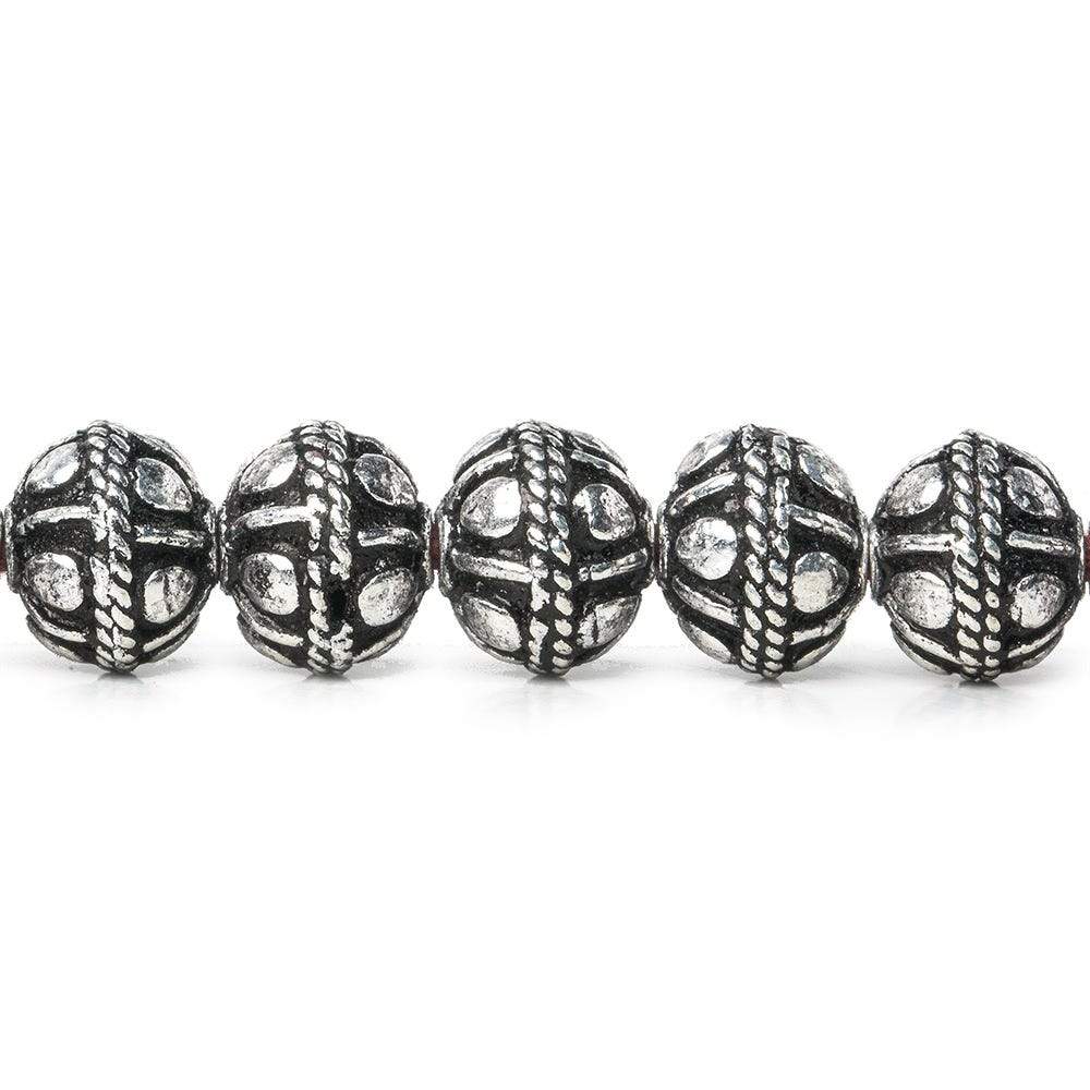 8mm Antiqued Sterling Silver Plated Copper Bead Roval, Pear Design 8 inch 28 pcs (ONLINE ORDER ONLY)