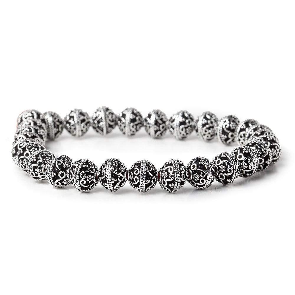 8mm Antiqued Sterling Silver plated Copper Moroccan Bead 8 inch 28 pcs (ONLINE ORDER ONLY)
