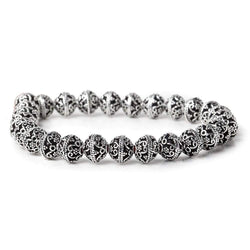 8mm Antiqued Sterling Silver plated Copper Moroccan Bead 8 inch 28 pcs (ONLINE ORDER ONLY)