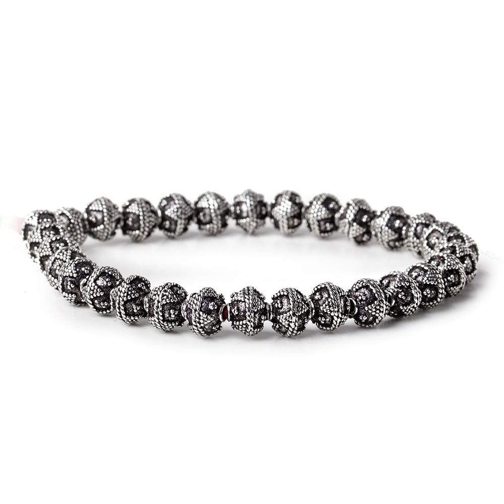 8mm Antiqued Sterling Silver plated Copper Triangle Miligrain Bead 8 in 30 pcs (ONLINE ORDER ONLY)