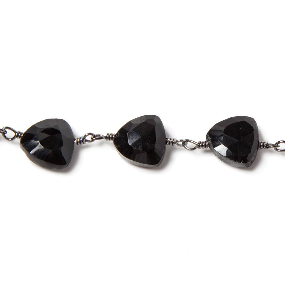 8mm Black Chalcedony triangle Black Gold plated Chain by the foot 22pcs (ONLINE ORDER ONLY)