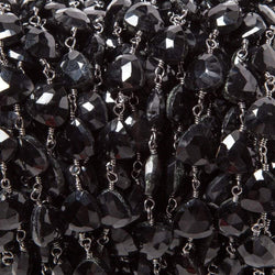 8mm Black Chalcedony triangle Black Gold plated Chain by the foot 22pcs (ONLINE ORDER ONLY)