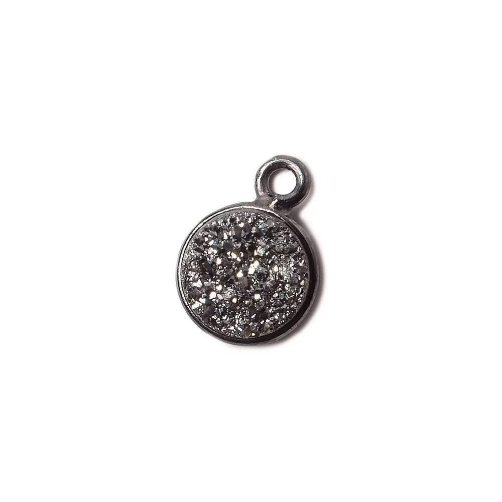 8mm Black Gold Bezel Metallic Platinum Drusy Coin Pendant 1 piece (ONLINE ORDER ONLY)