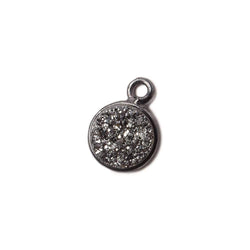 8mm Black Gold Bezel Metallic Platinum Drusy Coin Pendant 1 piece (ONLINE ORDER ONLY)