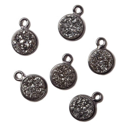 8mm Black Gold Bezel Metallic Platinum Drusy Coin Pendant 1 piece (ONLINE ORDER ONLY)
