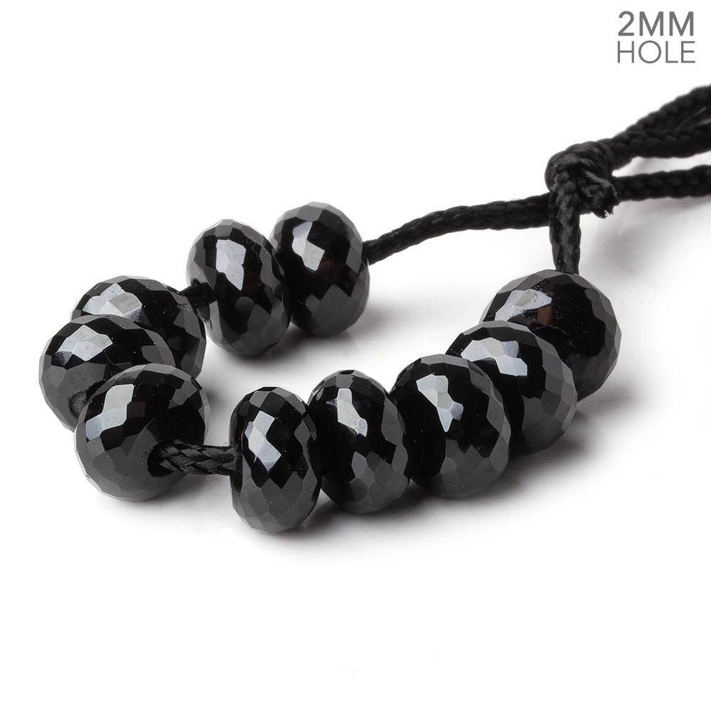 8mm Black Onyx 2mm Large Hole Faceted Rondelle Bead Set of 10 (ONLINE ORDER ONLY)