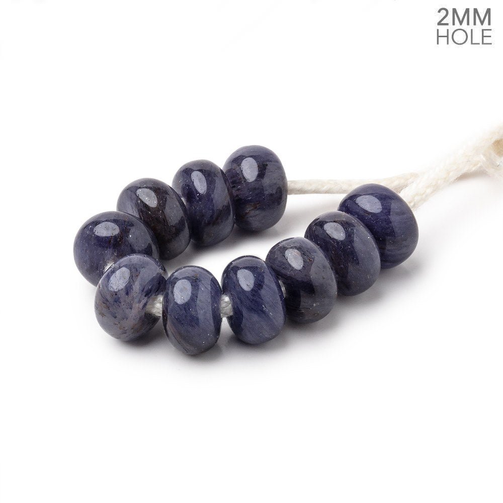 8mm Blue Aventurine 2mm Large Hole Plain Rondelle Set of 10 (ONLINE ORDER ONLY)