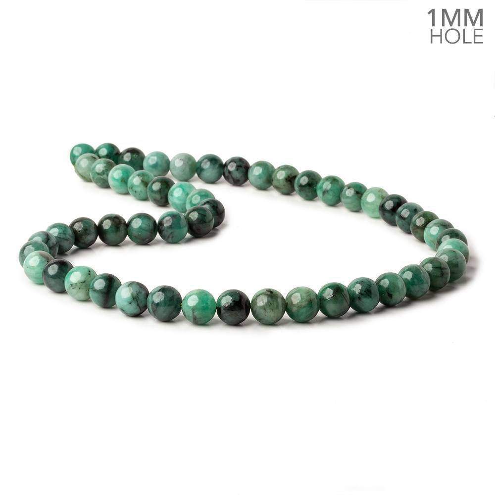 8mm Brazilian Emerald Plain Round Beads 16 inch 51 pieces 1mm Hole (ONLINE ORDER ONLY)