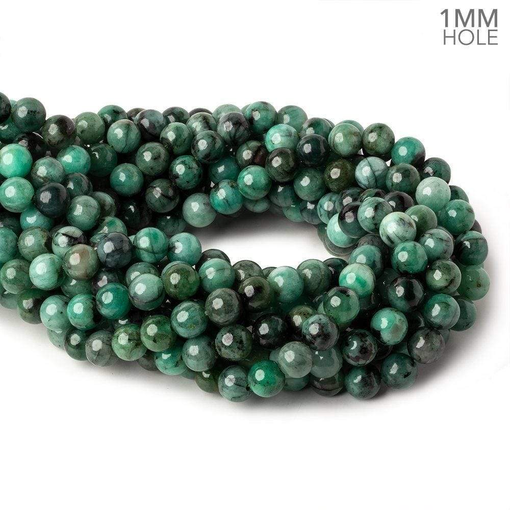 8mm Brazilian Emerald Plain Round Beads 16 inch 51 pieces 1mm Hole (ONLINE ORDER ONLY)