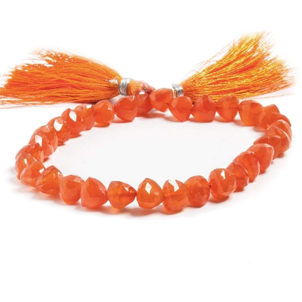 8mm Carnelian Straight Drilled Faceted Trillion Beads 8 inch 24 pieces (ONLINE ORDER ONLY)