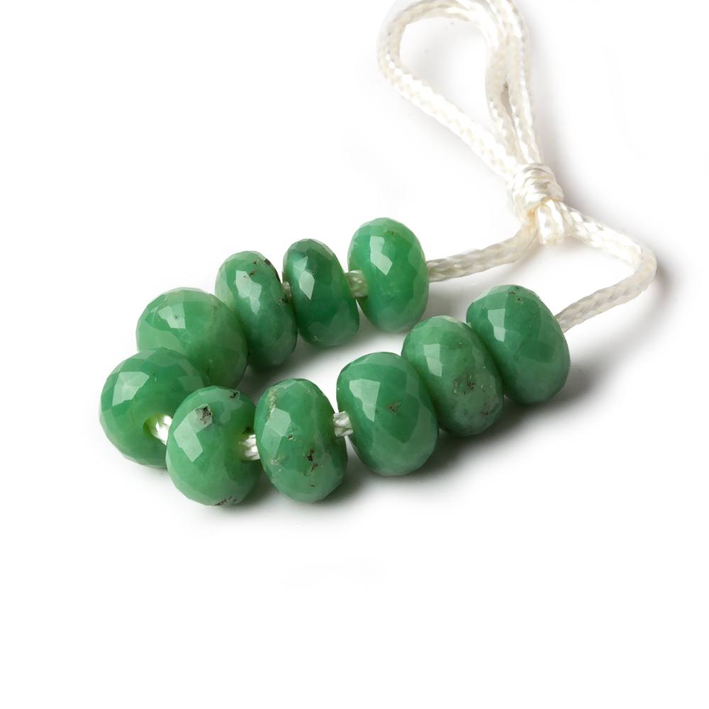 8mm Dark Chrysoprase 2mm Large Hole Faceted Rondelle Bead Set of 10 (ONLINE ORDER ONLY)