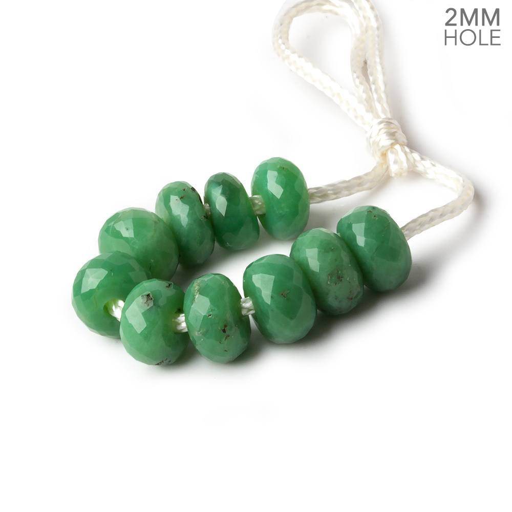 8mm Dark Chrysoprase 2mm Large Hole Faceted Rondelle Bead Set of 10 (ONLINE ORDER ONLY)