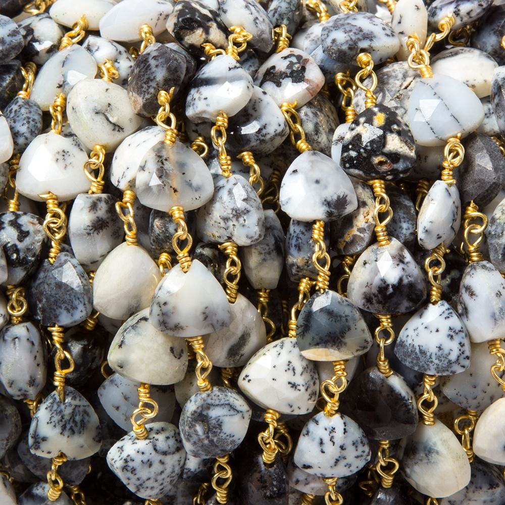 8mm Dendritic Opal triangle Gold plated Chain by the foot 22pcs (ONLINE ORDER ONLY)