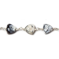 8mm Dendritic Opal triangle Silver plated Chain by the foot 22pcs