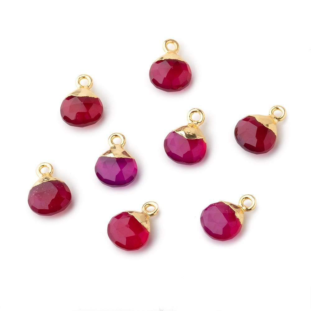 8mm Gold Leafed Berry Pink Chalcedony faceted heart 1 focal bead (ONLINE ORDER ONLY)