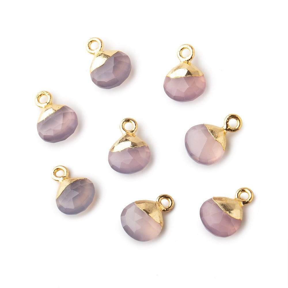 8mm Gold Leafed Lilac Pink Chalcedony faceted heart 1 focal bead (ONLINE ORDER ONLY)