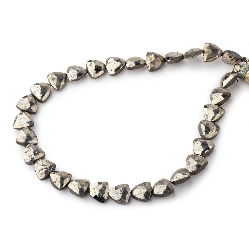 8mm Golden Pyrite Straight Drilled Faceted Flat Trillion 9 inches 29 beads (ONLINE ORDER ONLY)