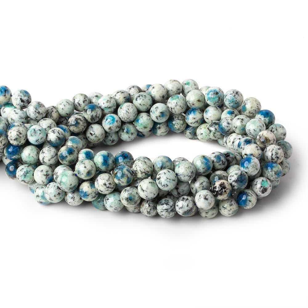 8mm K2 Azurite Granite "K2 Jasper" plain rounds 15 inch 47 beads (ONLINE ORDER ONLY)